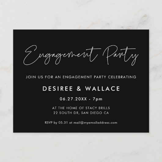 Moderne minimalistische uitnodiging voor verloving (Voorkant)