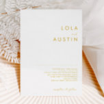 Moderne minimalistische uitnodiging voor weddensch<br><div class="desc">Deze Modern Minimalist Gold Font bruiloft is perfect voor je mooie boho bruiloft. Het eenvoudige, unieke abstracte ontwerp dat vergezeld gaat van een hedendaags, minimaal script en een gouden kleurenpalet geeft dit product een gevoel van elegante formele luxe terwijl het simplistische, chic bohemen blijft. Houd het zoals is, of verkies...</div>