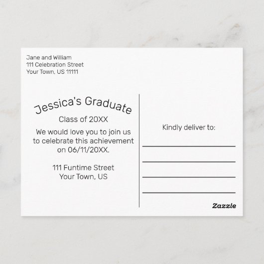 Moderne minimalistische uitnodiging voor zwart Afs (Achterkant)