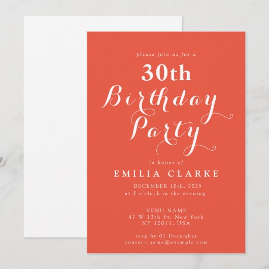 Moderne minimalistische uitnodigingen voor verjaar (Voorkant / Achterkant)