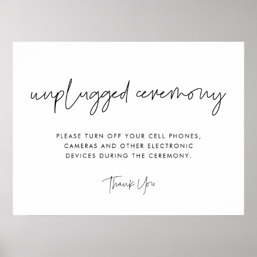 Moderne minimalistische unplugged ceremonie poster (Voorkant)