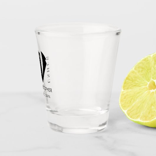 Moderne minimalistische Usher naam bruiloft cadeau Shot Glas (Rechts)