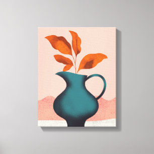 Moderne Minimalistische Vaas met Bladeren Kunstpri Canvas Afdruk