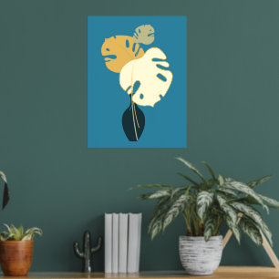 Moderne minimalistische vaas met grote bladeren folie afdrukken