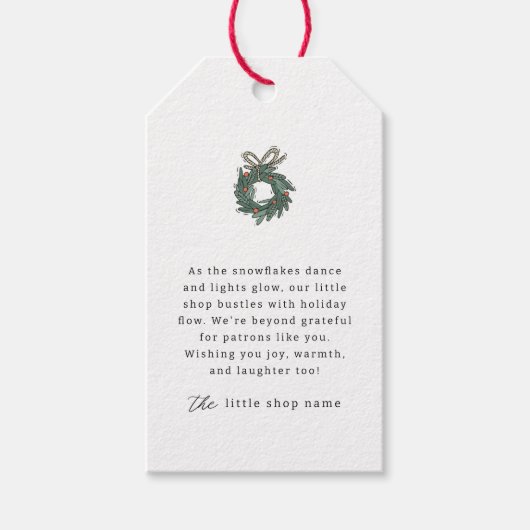 Moderne minimalistische vakantie voor kleine bedri cadeaulabel (Voorkant)