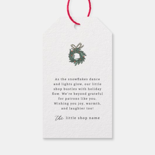 Moderne minimalistische vakantie voor kleine bedri cadeaulabel (Achterkant)