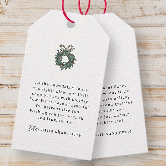 Moderne minimalistische vakantie voor kleine bedri cadeaulabel