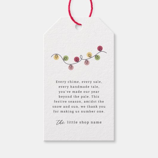 Moderne minimalistische vakantie voor kleine bedri cadeaulabel (Voorkant)