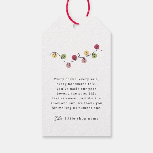 Moderne minimalistische vakantie voor kleine bedri cadeaulabel (Achterkant)