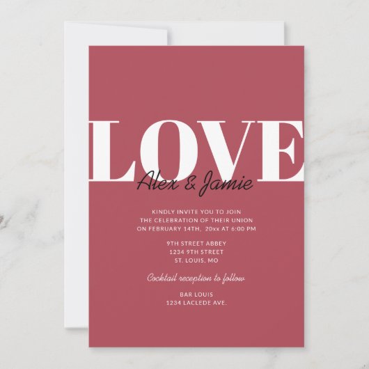 Moderne minimalistische Valentijn LOVE Wedding Kaart