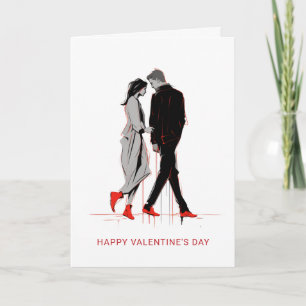 Moderne minimalistische Valentijnsdag Paar in Lief Feestdagen Kaart