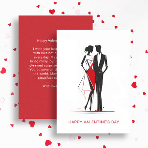 Moderne minimalistische Valentijnsdag Paar in Lief Feestdagenkaart