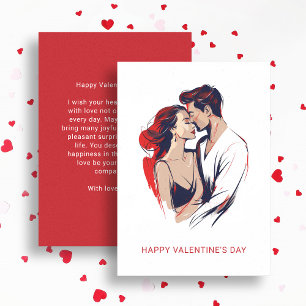 Moderne minimalistische Valentijnsdag Paar in Lief Feestdagenkaart
