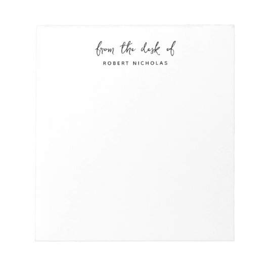 Moderne Minimalistische 'Van het bureau van' Perso Notitieblok (Voorkant)
