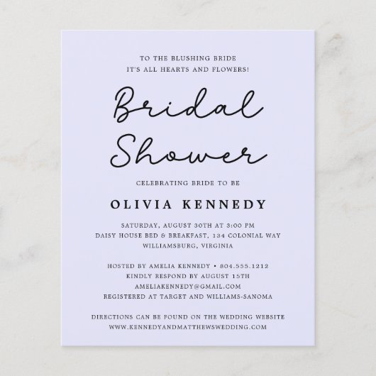 Moderne minimalistische verbaas met bridale douche flyer (Voorkant)