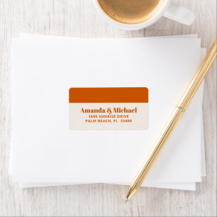 Moderne Minimalistische Verbrande Oranje Etiket