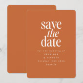 Moderne minimalistische verbrande Oranje rust Save The Date (Voorkant / Achterkant)