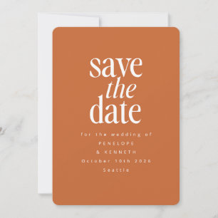 Moderne minimalistische verbrande Oranje rust Save The Date