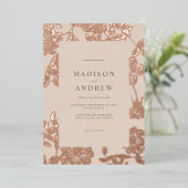 Moderne minimalistische vergulde Roos gouden bloem Folie Uitnodiging (Staand Voorkant)