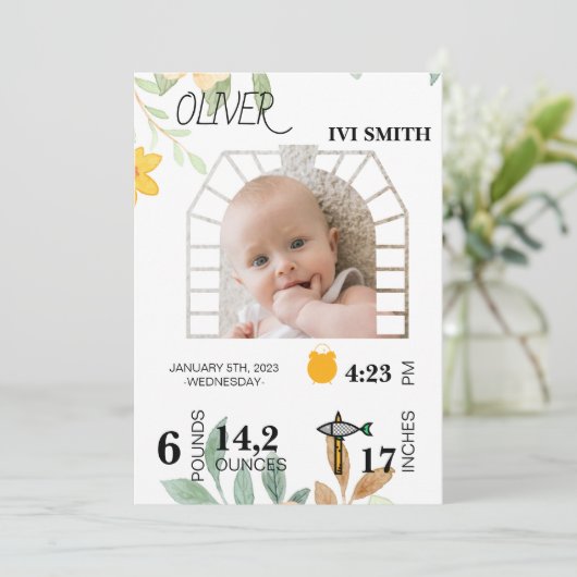 Moderne Minimalistische Verjaardag Instant  1e Ver Kaart (Staand voorkant)