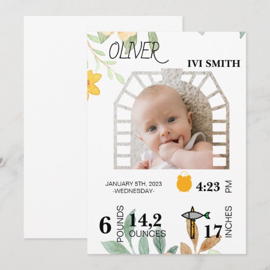 Moderne minimalistische verjaardag Instant 1st Ver Kaart (Voorkant / Achterkant)