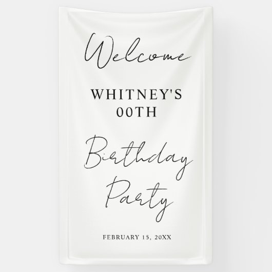 Moderne Minimalistische Verjaardagsfeestje Spandoek (Verticaal)