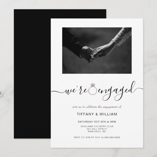 Moderne minimalistische verlovingspartij kaart (Voorkant / Achterkant)