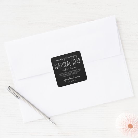 Moderne minimalistische verpakking eenvoudig zwart vierkante sticker (Envelop)