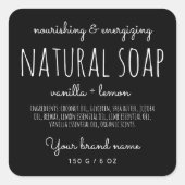 Moderne minimalistische verpakking eenvoudige zwar vierkante sticker (Voorkant)