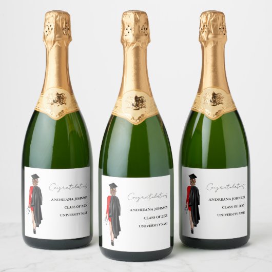 Moderne minimalistische verpleegkundige Afstuderen Sparkling Wijnetiket (Flessen)