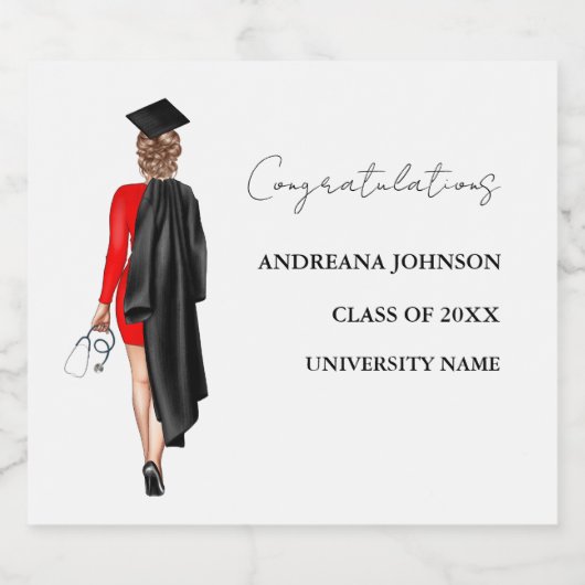 Moderne minimalistische verpleegkundige Afstuderen Sparkling Wijnetiket (Enkel label)