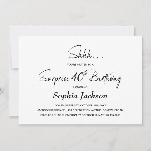 Moderne Minimalistische Verrassing 40ste Verjaarda Kaart (Voorkant)