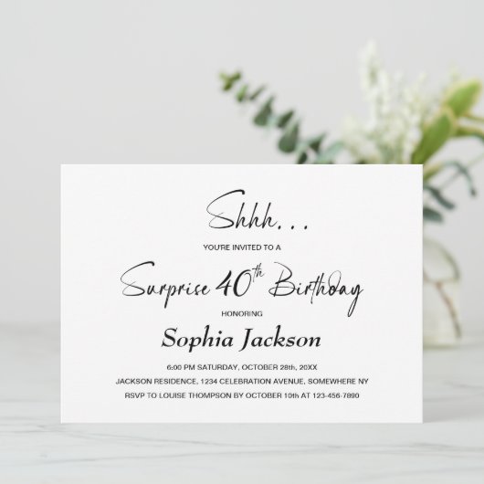 Moderne Minimalistische Verrassing 40ste Verjaarda Kaart (Staand voorkant)