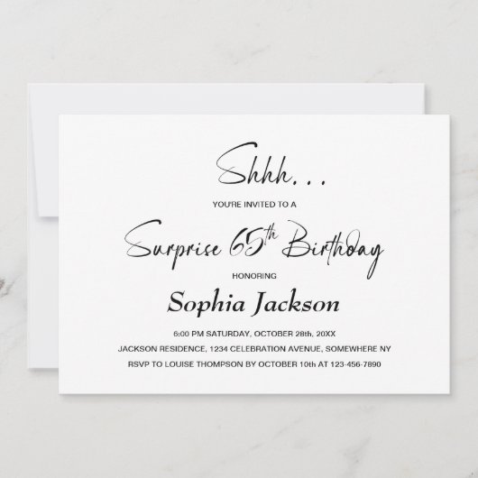 Moderne Minimalistische Verrassing 65ste Verjaarda Kaart (Voorkant)