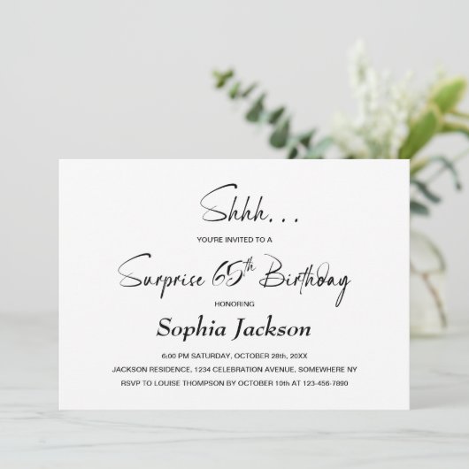 Moderne Minimalistische Verrassing 65ste Verjaarda Kaart (Staand voorkant)