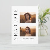 Moderne Minimalistische Verticale 3-Foto Afstudeer Kaart (Staand voorkant)