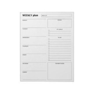 Moderne Minimalistische Verticale Weekplanner & Do Notitieblok
