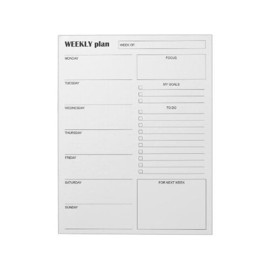 Moderne Minimalistische Verticale Weekplanner & Do Notitieblok (Linkerzijde)