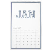 Moderne Minimalistische Verzorgde Navy Blauwe Kalender (Jan 2027)