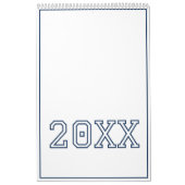 Moderne Minimalistische Verzorgde Navy Blauwe Kalender (Hoes)