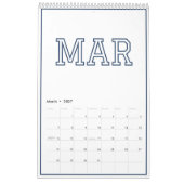 Moderne Minimalistische Verzorgde Navy Blauwe Kalender (Mar 2027)