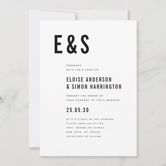 Moderne minimalistische vet monogram QR-code bruil Kaart (Voorkant)