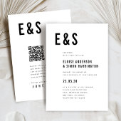 Moderne minimalistische vet monogram QR-code bruil Kaart