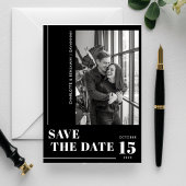 Moderne minimalistische vet zwart-wit foto save the date