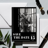 Moderne minimalistische vet zwart-wit foto save the date