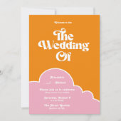 Moderne minimalistische Vibrand Oranje en roze bru Kaart (Voorkant)