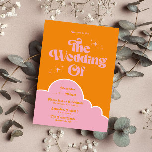 Moderne minimalistische Vibrand Oranje en roze bru Kaart