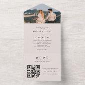 Moderne minimalistische videobeelden QR Code Chic All In One Uitnodiging (Binnen)