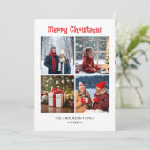 Moderne Minimalistische Vier Foto Collage Kerstmis Feestdagenkaart (Staand voorkant)