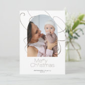 Moderne minimalistische vierfotokerst feestdagenkaart (Staand voorkant)